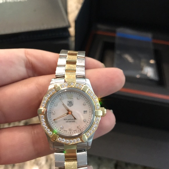 TAGHeuer Wmns Aquaracer Diamond 18kt TwoTone Watch - Picture 8 of 10